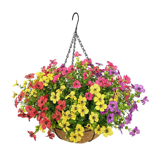 Primrue Ludwig Silk Hanging Basket Arrangement in Basket Wayfair Canada